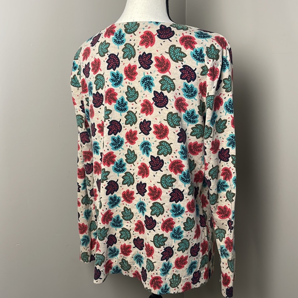 Talbots Autumn Leaves Long Sleeve Knit Sweater Top Size L - Picture 5 of 10